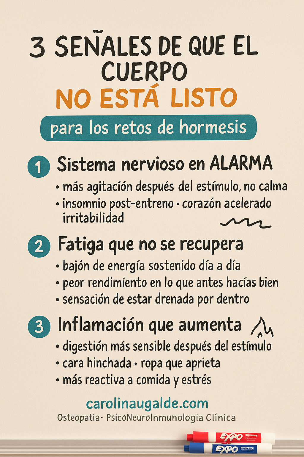 3 señales de que el cuerpo no está listo para la hormesis — sketchnote Carolina Ugalde